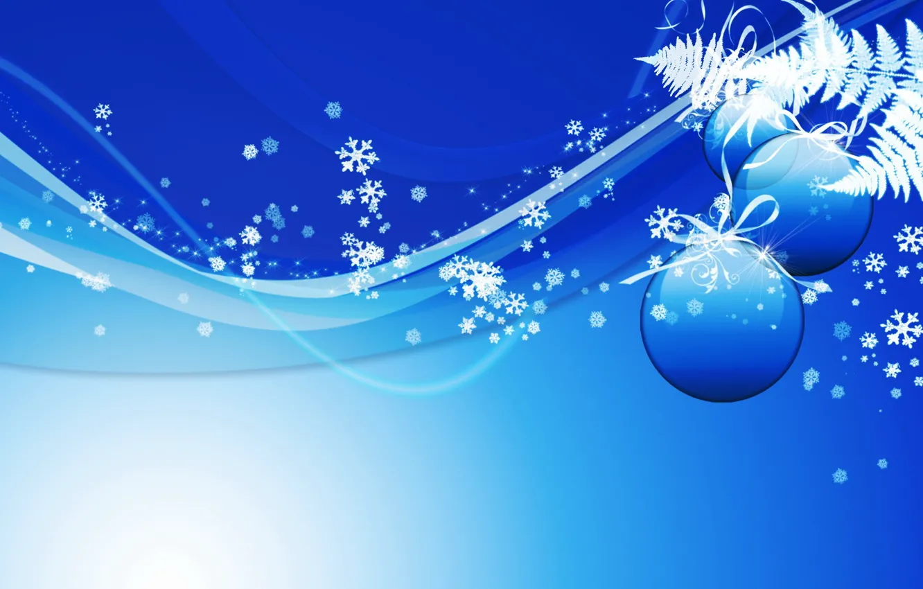 Photo wallpaper snowflakes, balls, new year, Blue