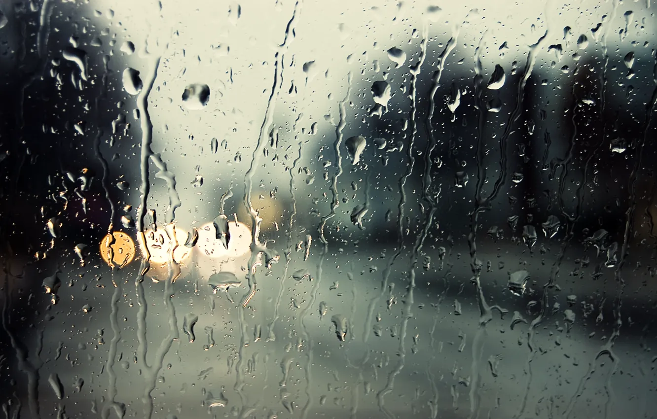 Photo wallpaper glass, drops, rain, blur