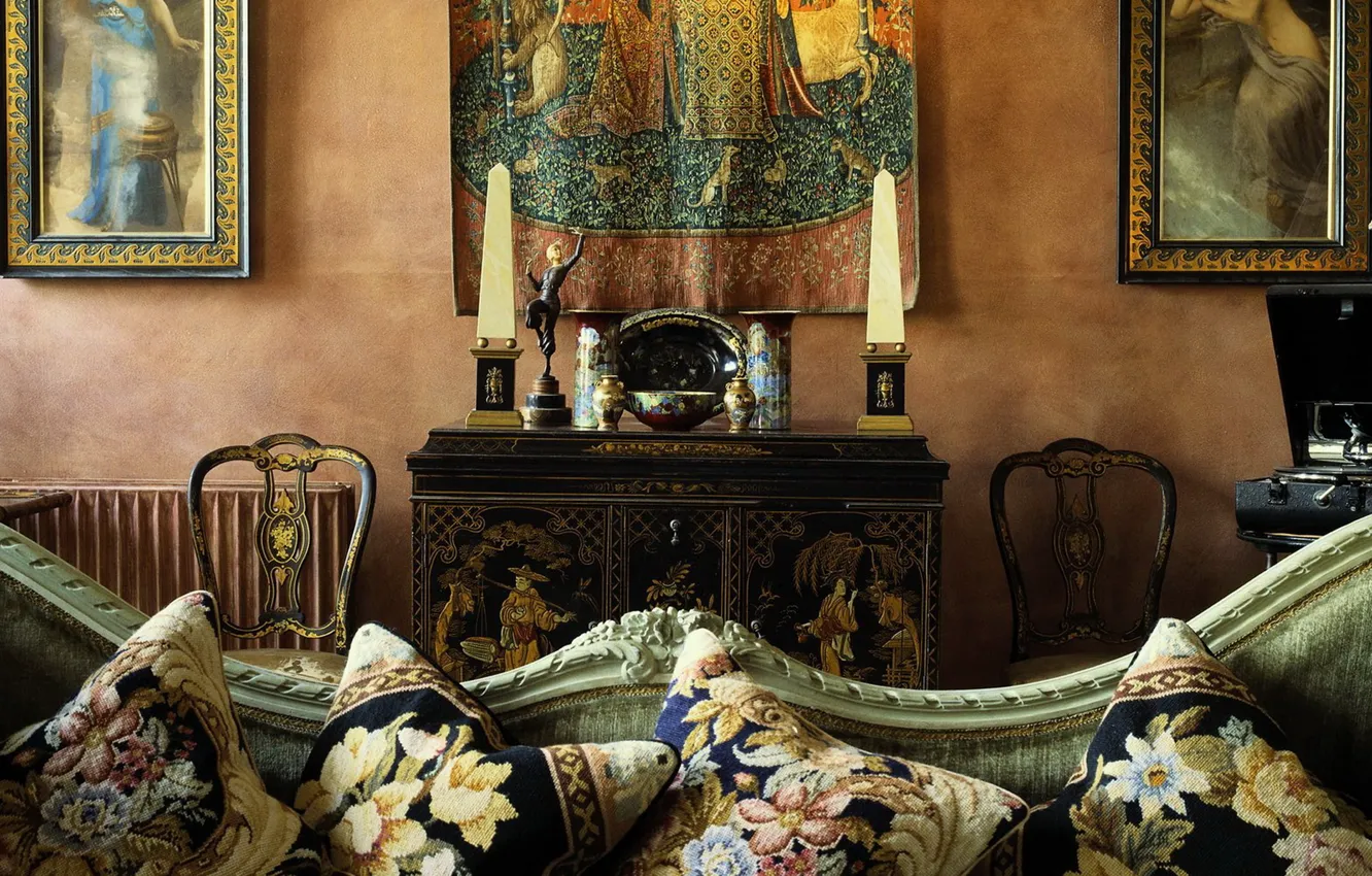 Photo wallpaper old, sofa, interior, Antiques, tapestry