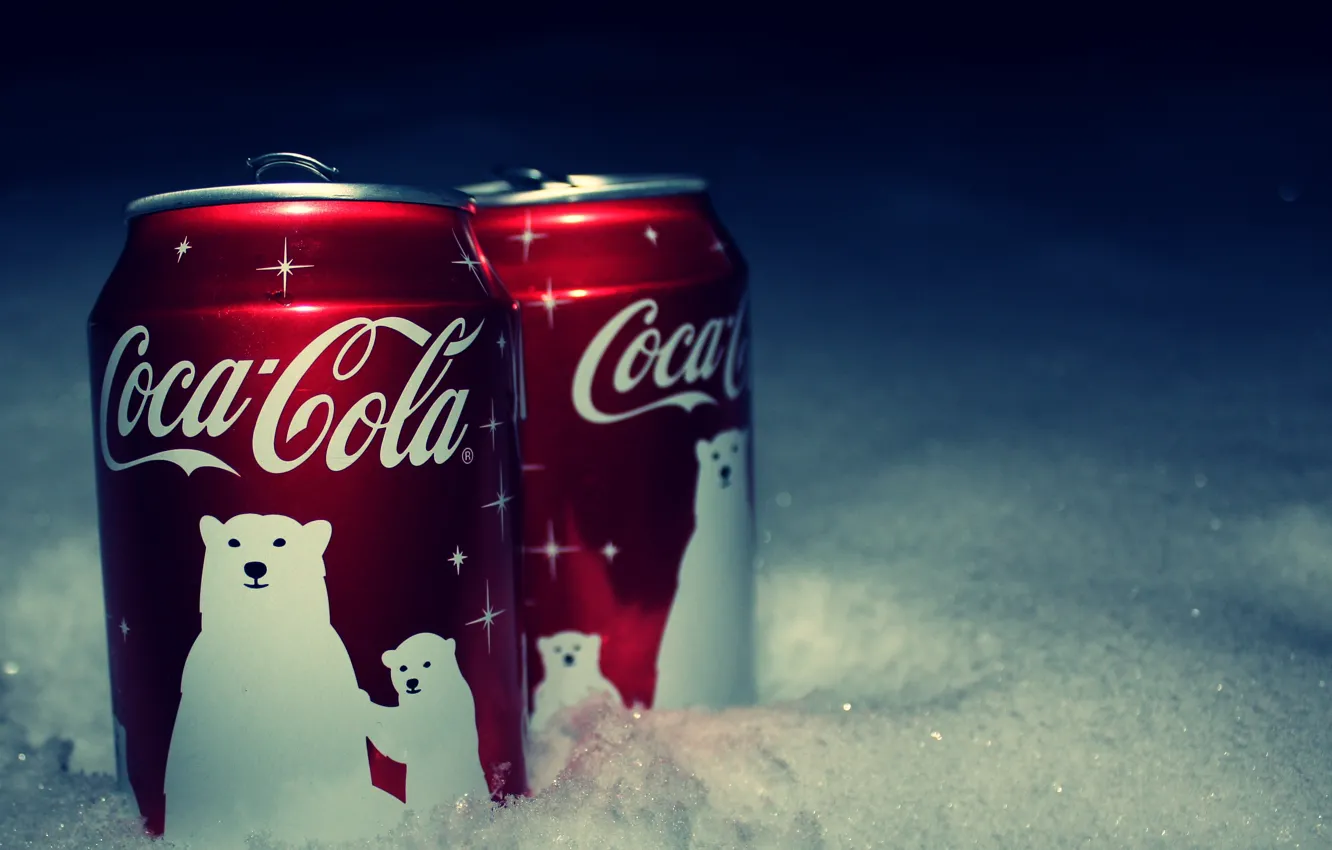 Photo wallpaper snow, coca-cola, Coca-Cola, jar