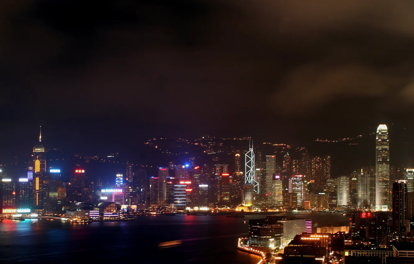 Photo wallpaper city, sky, night, hong kong
