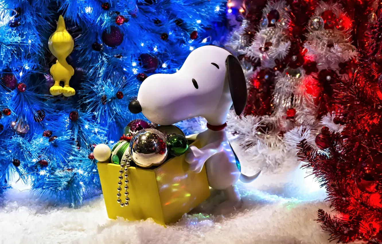 Wallpaper decoration, toys, dog, tree, decoration, Snoopy, Snoopy images  for desktop, section новый год - download