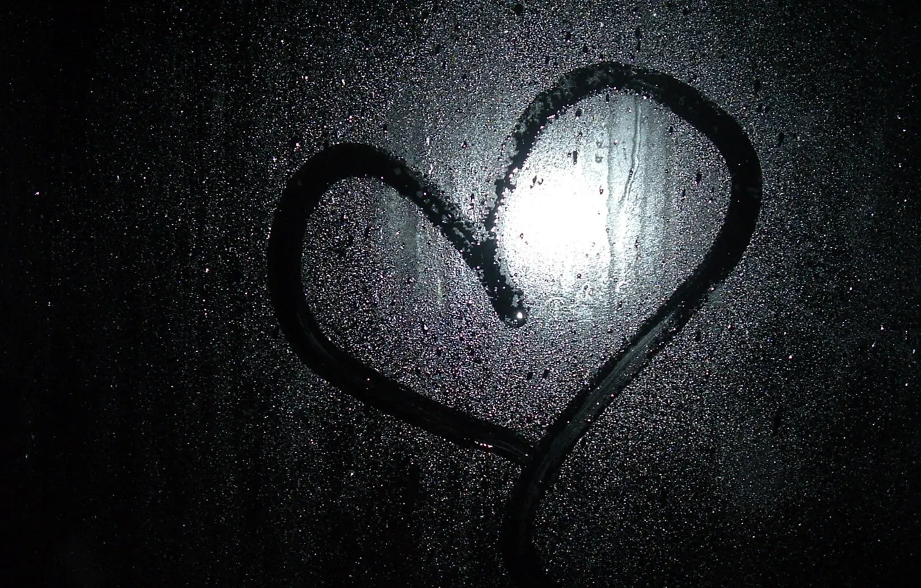 Wallpaper glass, drops, love, rain, black, heart, dark Wallpapers images  for desktop, section настроения - download