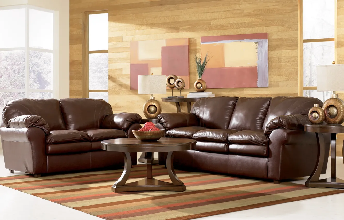 Photo wallpaper room, sofa, wall, furniture, Windows, chair, leather