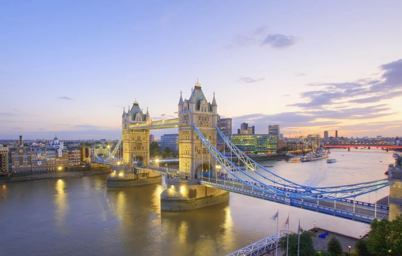 Photo wallpaper river, England, London, Thames, Tower bridge
