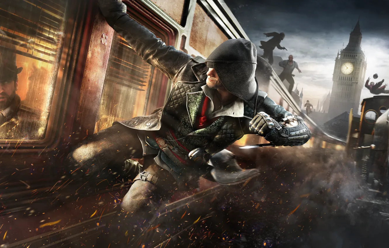 Wallpaper the sky, train, speed, hood, attack, cloak, blade, killer,  assassins, Assassin's Creed: Syndicate images for desktop, section игры -  download