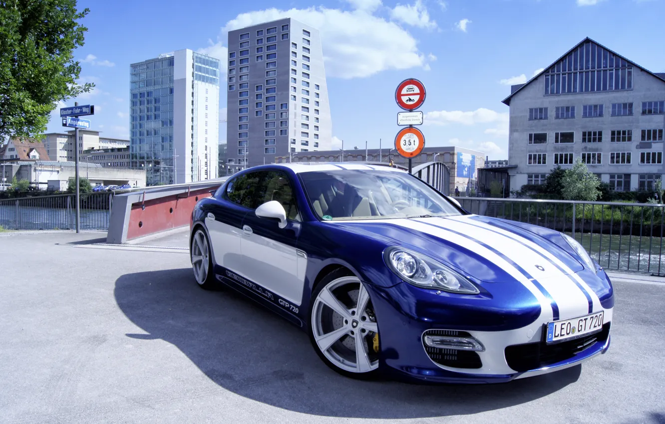Photo wallpaper photo, Porsche, Tuning, Blue, Car, Gemballa, 2015, GTP 720