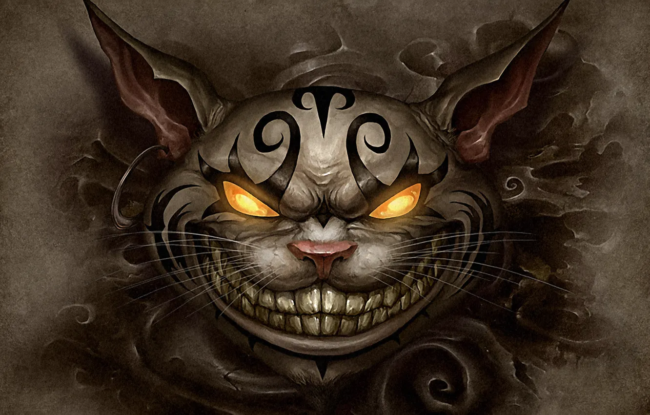 Photo wallpaper cat, face, piercing, tattoo, alice, madness returns, Cheshire
