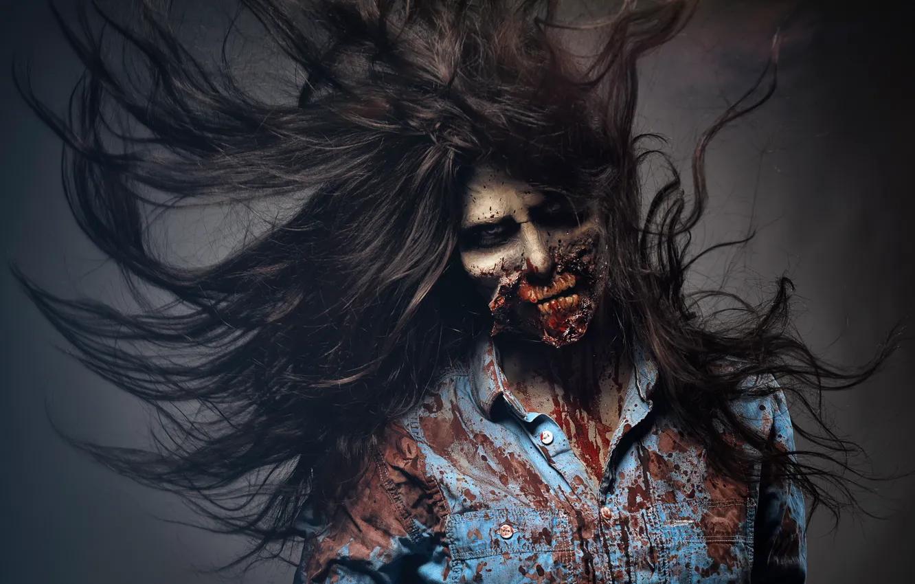 Wallpaper dirt, zombie, blood, woman, art, scary, makeup images for  desktop, section ситуации - download
