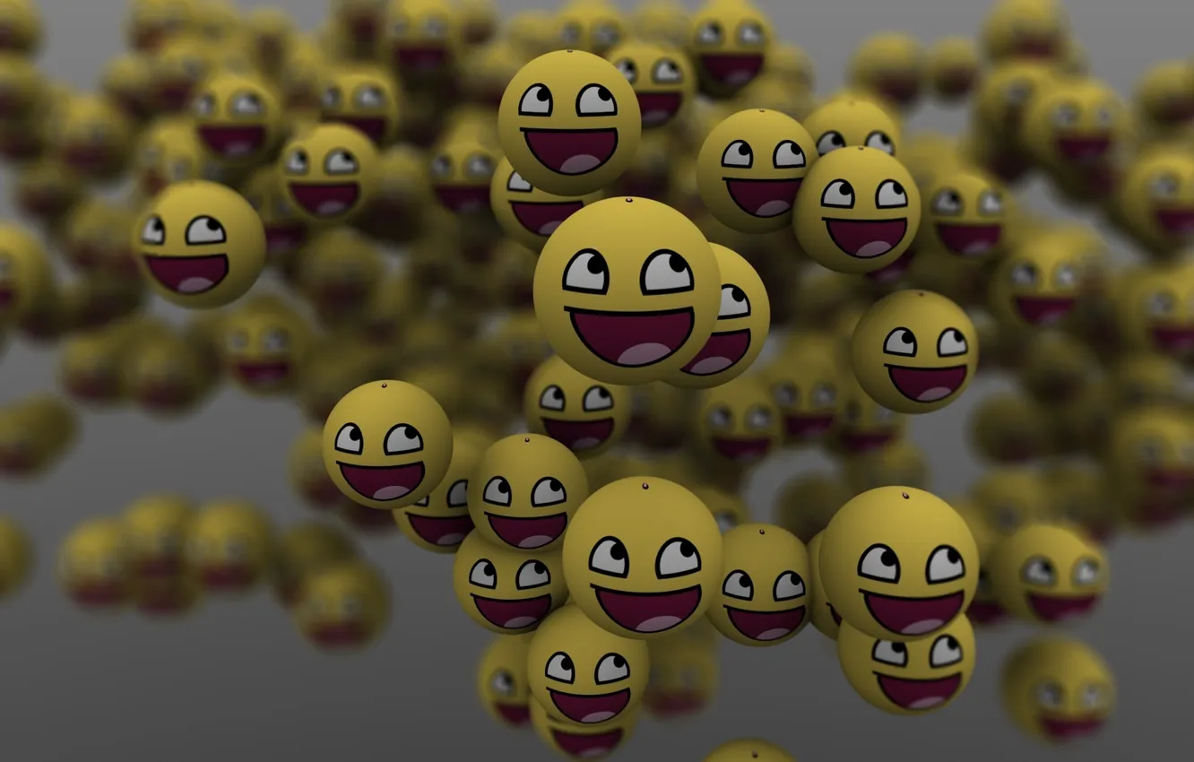 Wallpaper smile, balls, a lot, emoticons images for desktop, section  рендеринг - download