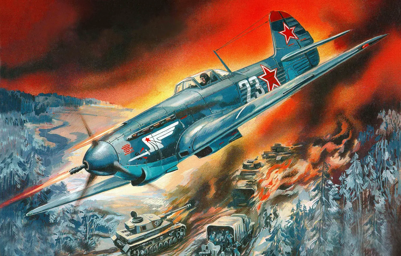 Wallpaper fighter, fighter, airstrike, Yakovlev, Soviet ...