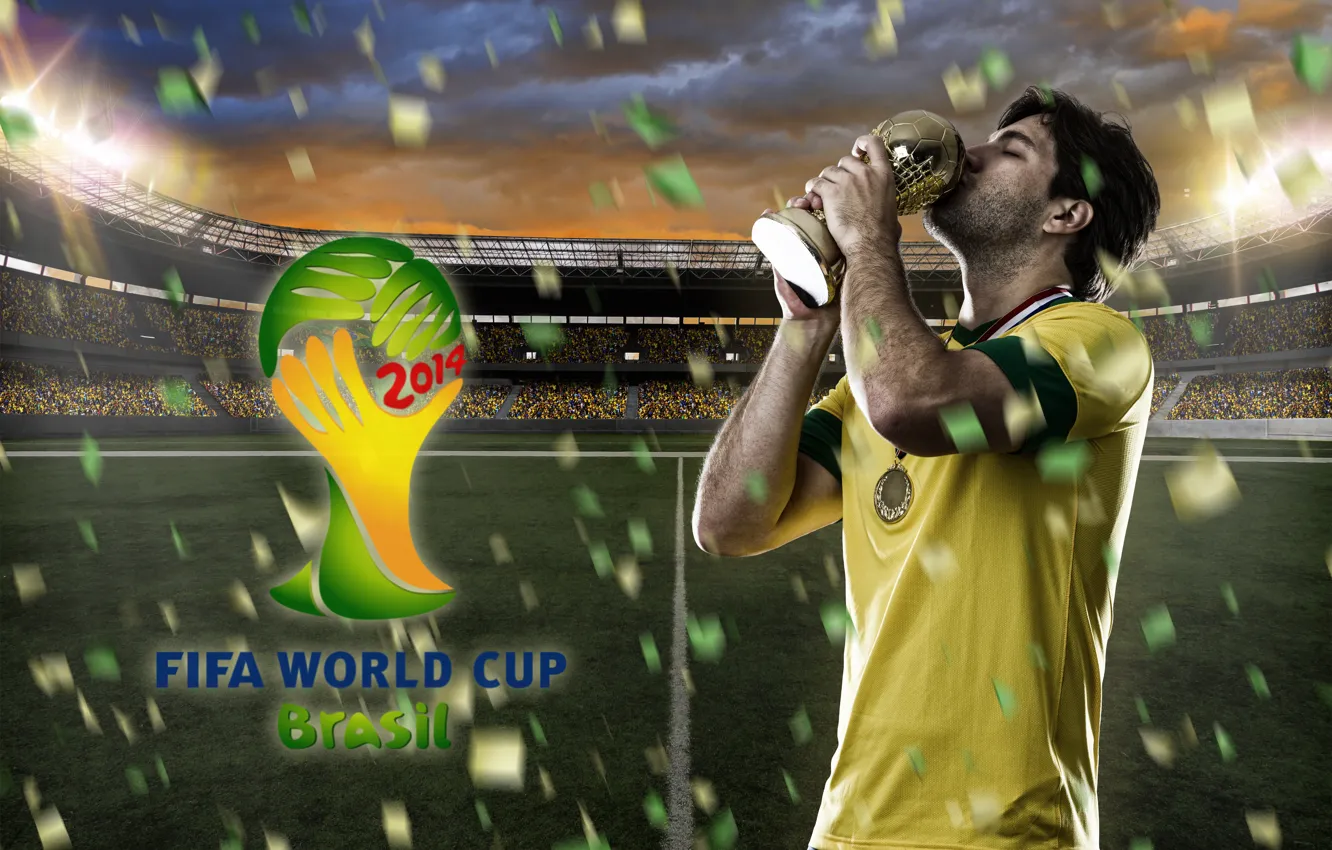 Photo wallpaper football, logo, Brazil, football, flag, world Cup, World Cup, Brasil, FIFA, 2014