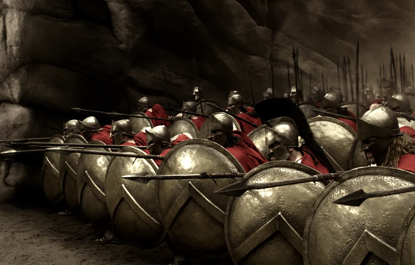 Photo wallpaper shields, spears, 300, the Spartans. 