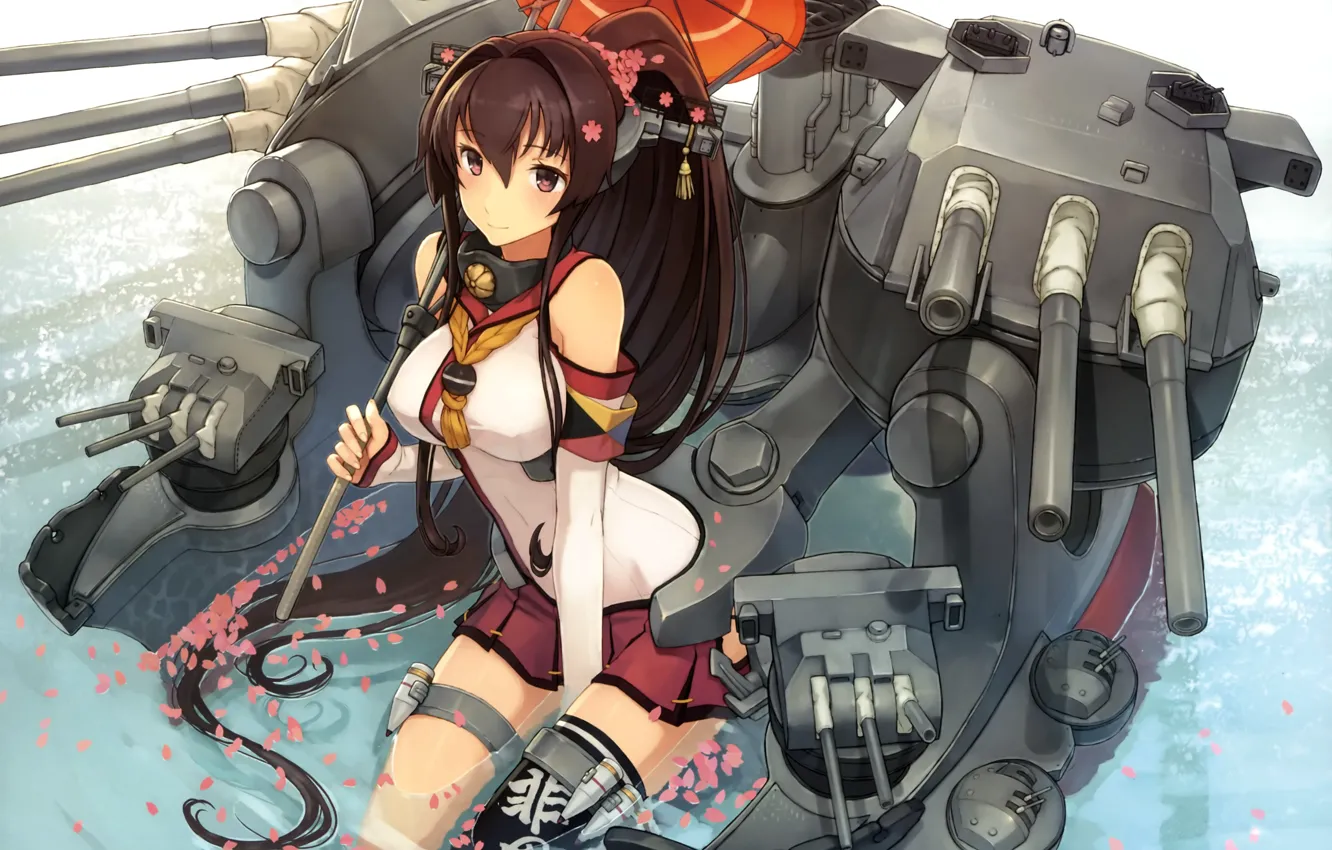 Photo wallpaper girl, robot, umbrella, art, mars, kantai collection, yamato super battleship