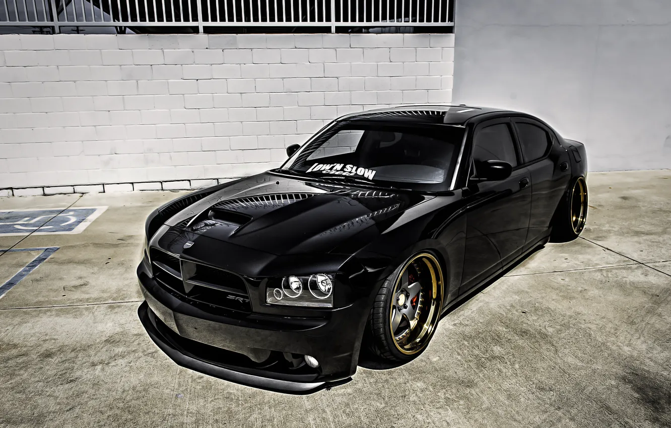 Photo wallpaper black, tuning, black, Dodge, dodge, tuning, charger, the charger