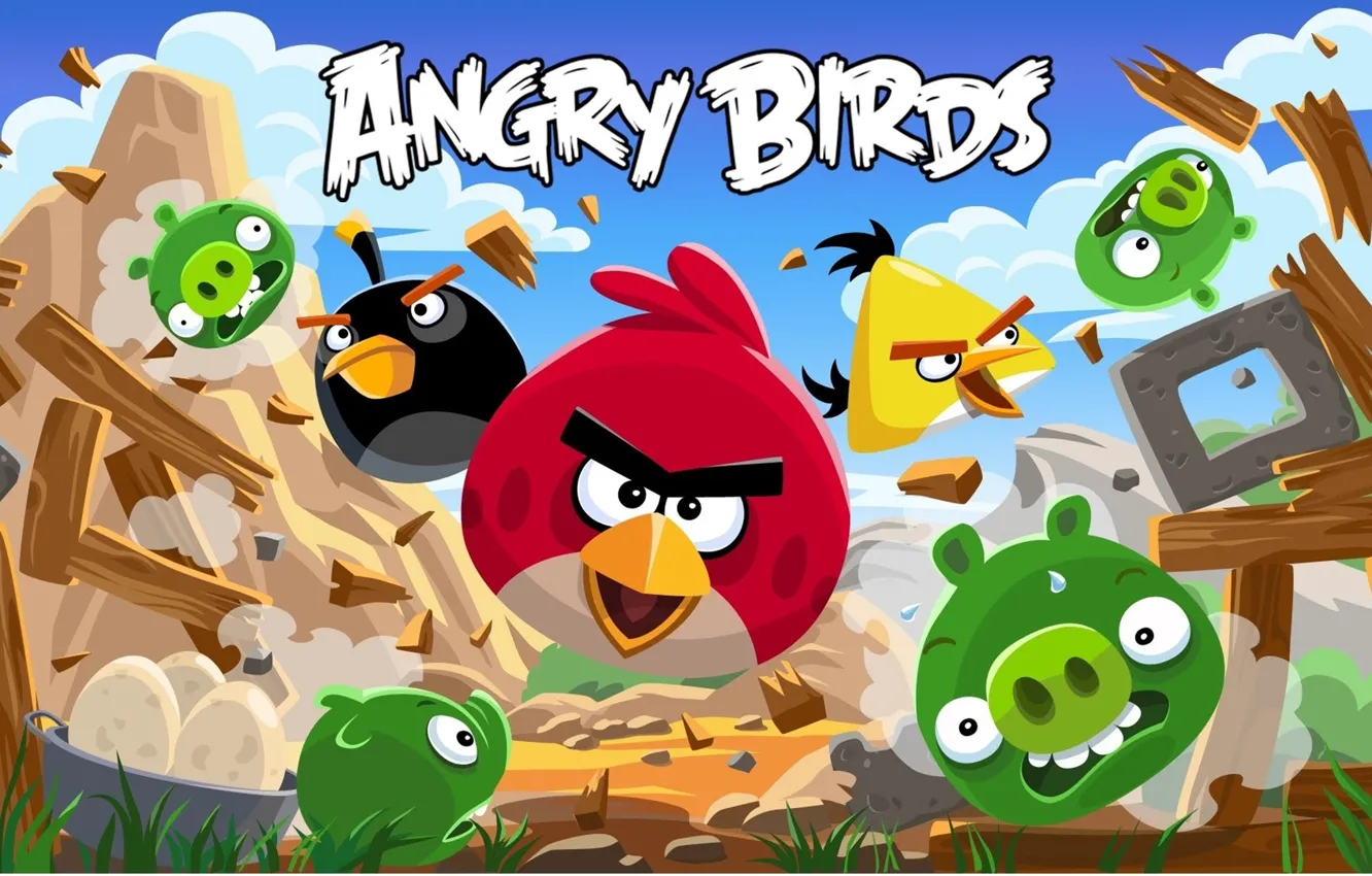 Wallpaper cinema, animation, Red, game, sky, bird, wood, wings, feathers,  cartoon, movie, series, film, cute, friends, angry images for desktop,  section игры - download